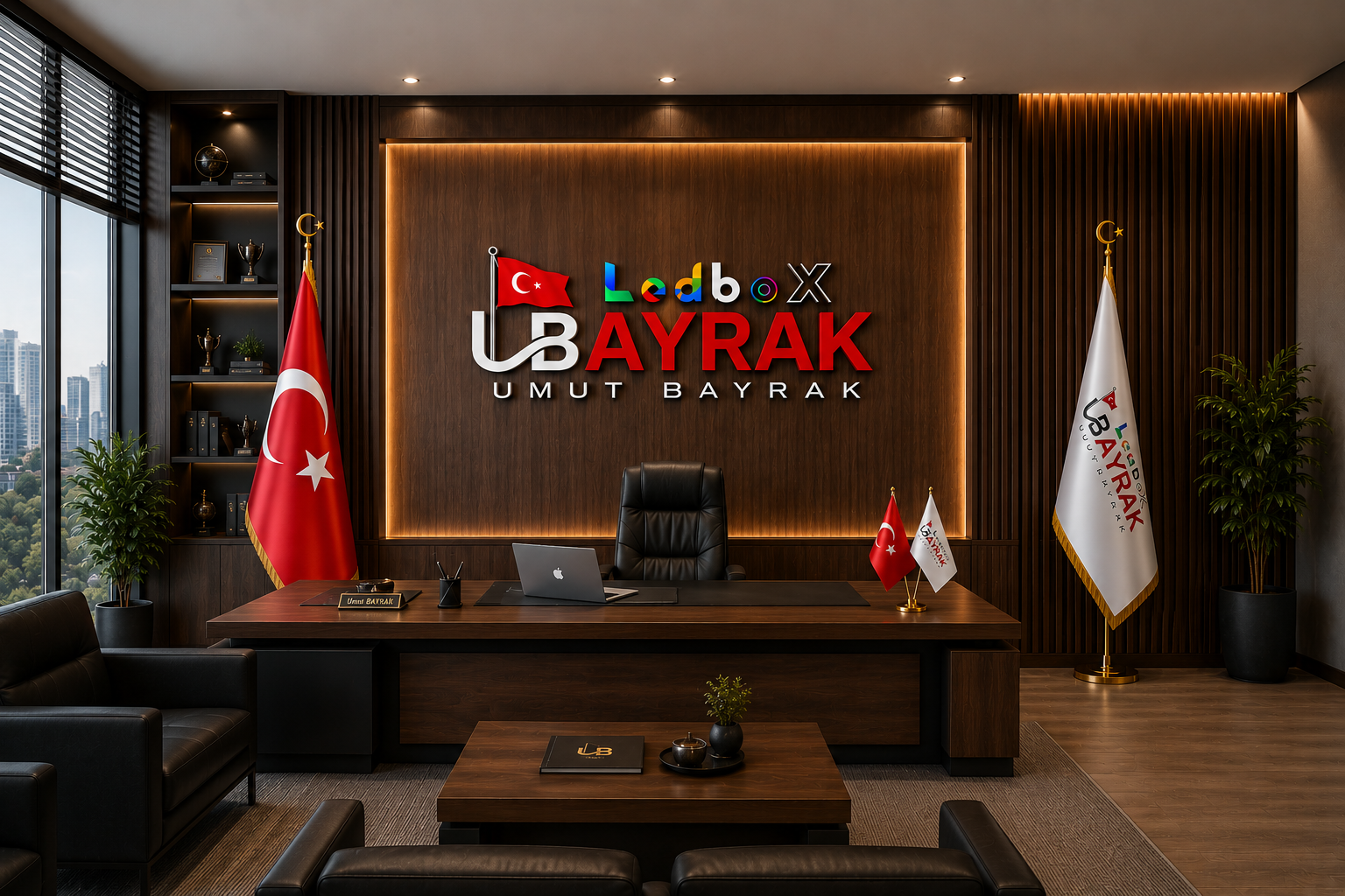 Makam Bayrağı logolu Gold Direkli